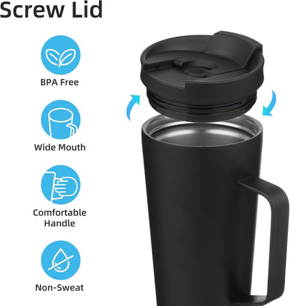 26 oz Insulated Tumbler with Handle & Straw, Stainless Steel Mug | Cherry; BPA-free, leak-proof reusable bottle for coffee, iced drinks, office, travel, outdoor use & daily hydration