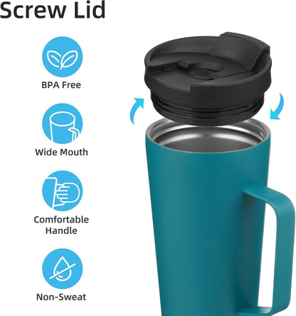 26 oz Insulated Tumbler with Handle & Straw, Stainless Steel Mug | Cherry; BPA-free, leak-proof reusable bottle for coffee, iced drinks, office, travel, outdoor use & daily hydration