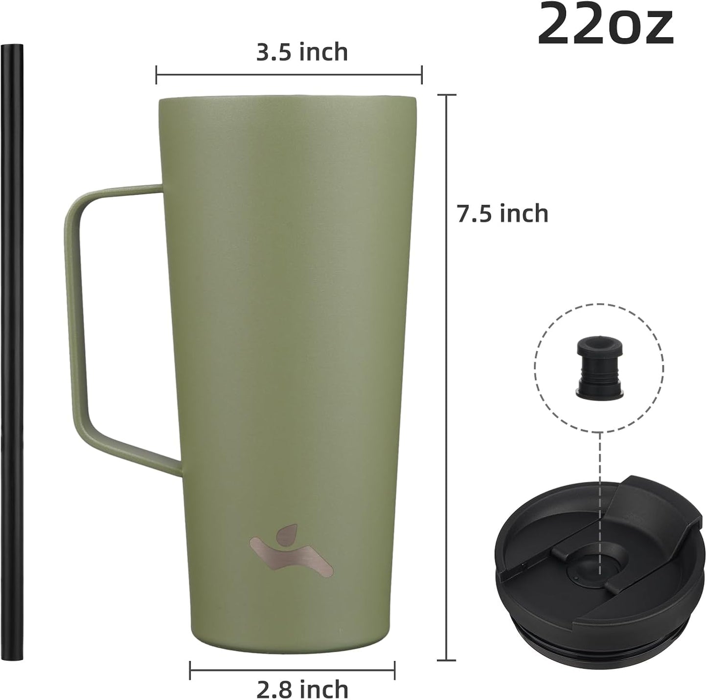 26 oz Insulated Tumbler with Handle & Straw, Stainless Steel Mug | Cherry; BPA-free, leak-proof reusable bottle for coffee, iced drinks, office, travel, outdoor use & daily hydration
