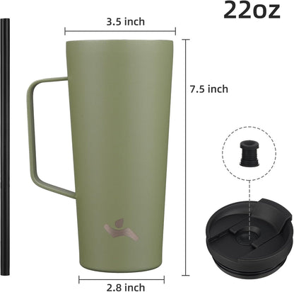 26 oz Insulated Tumbler with Handle & Straw, Stainless Steel Mug | Cherry; BPA-free, leak-proof reusable bottle for coffee, iced drinks, office, travel, outdoor use & daily hydration