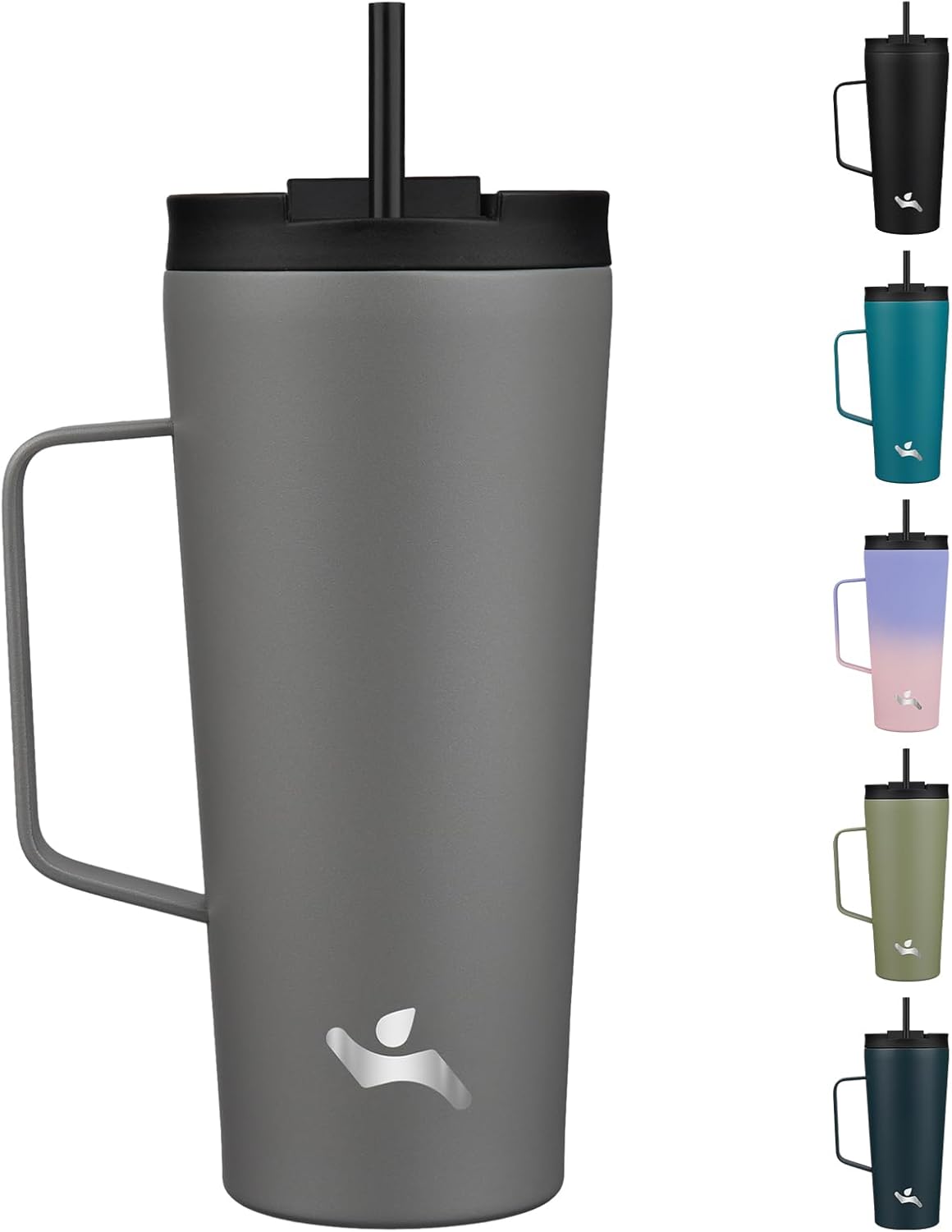 26 oz Insulated Tumbler with Handle & Straw, Stainless Steel Mug | Cherry; BPA-free, leak-proof reusable bottle for coffee, iced drinks, office, travel, outdoor use & daily hydration