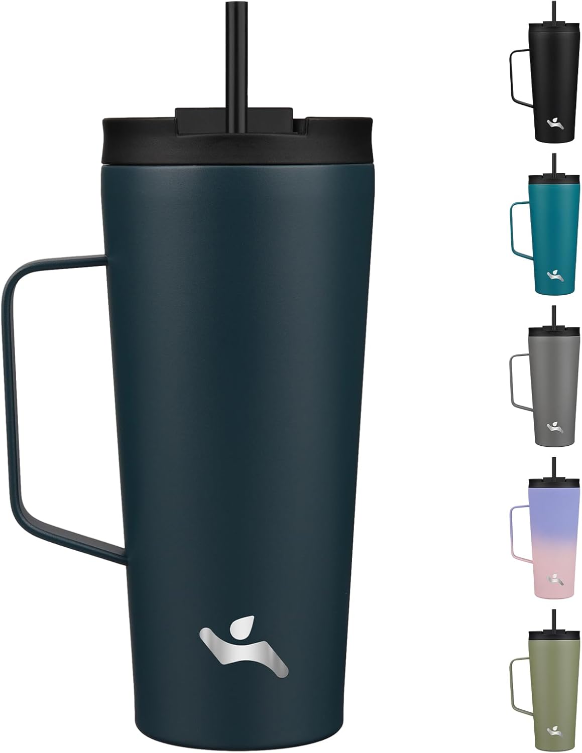 26 oz Insulated Tumbler with Handle & Straw, Stainless Steel Mug | Cherry; BPA-free, leak-proof reusable bottle for coffee, iced drinks, office, travel, outdoor use & daily hydration