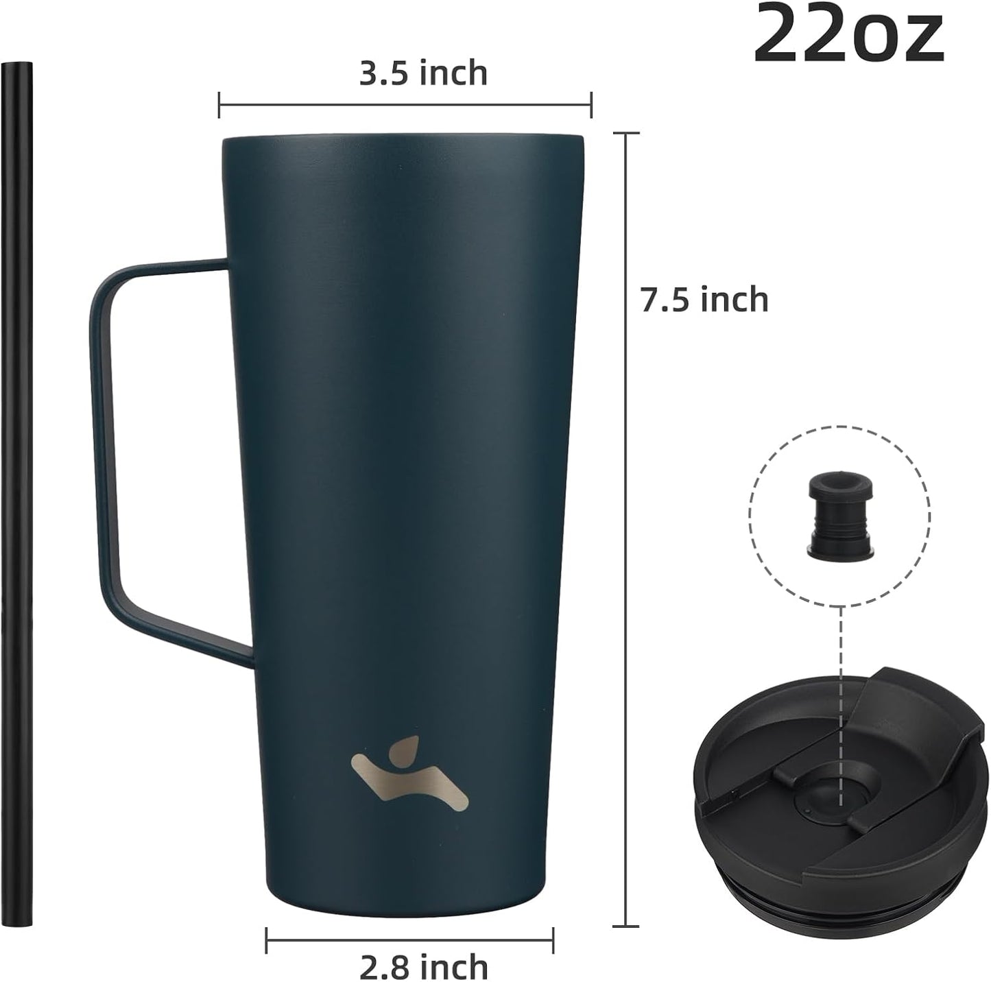 26 oz Insulated Tumbler with Handle & Straw, Stainless Steel Mug | Cherry; BPA-free, leak-proof reusable bottle for coffee, iced drinks, office, travel, outdoor use & daily hydration