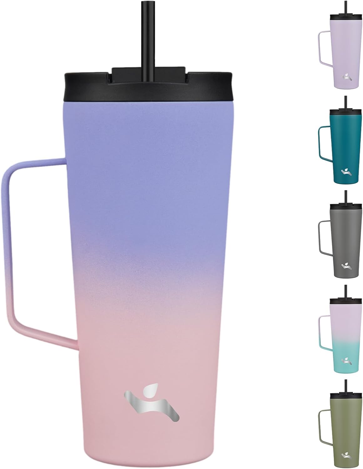 26 oz Insulated Tumbler with Handle & Straw, Stainless Steel Mug | Cherry; BPA-free, leak-proof reusable bottle for coffee, iced drinks, office, travel, outdoor use & daily hydration
