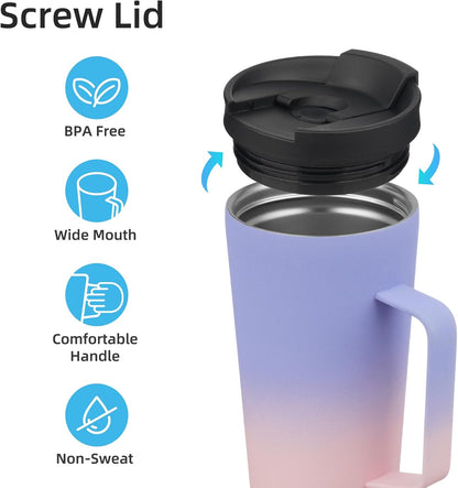 26 oz Insulated Tumbler with Handle & Straw, Stainless Steel Mug | Cherry; BPA-free, leak-proof reusable bottle for coffee, iced drinks, office, travel, outdoor use & daily hydration