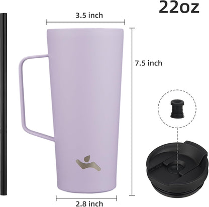 26 oz Insulated Tumbler with Handle & Straw, Stainless Steel Mug | Cherry; BPA-free, leak-proof reusable bottle for coffee, iced drinks, office, travel, outdoor use & daily hydration