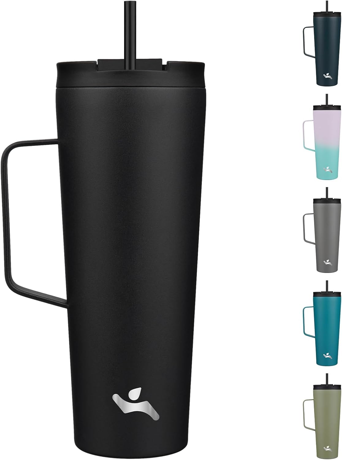 26 oz Insulated Tumbler with Handle & Straw, Stainless Steel Mug | Cherry; BPA-free, leak-proof reusable bottle for coffee, iced drinks, office, travel, outdoor use & daily hydration