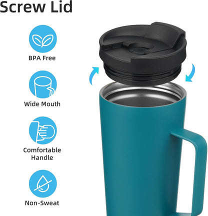 26 oz Insulated Tumbler with Handle & Straw, Stainless Steel Mug | Cherry; BPA-free, leak-proof reusable bottle for coffee, iced drinks, office, travel, outdoor use & daily hydration