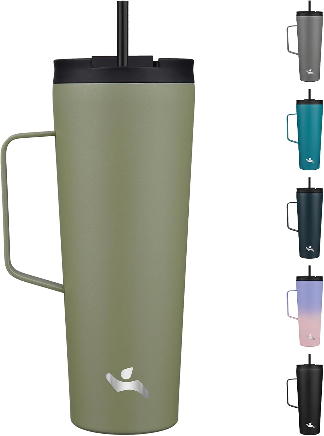 26 oz Insulated Tumbler with Handle & Straw, Stainless Steel Mug | Cherry; BPA-free, leak-proof reusable bottle for coffee, iced drinks, office, travel, outdoor use & daily hydration