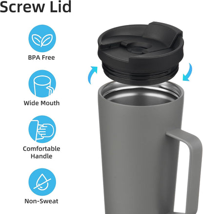 26 oz Insulated Tumbler with Handle & Straw, Stainless Steel Mug | Cherry; BPA-free, leak-proof reusable bottle for coffee, iced drinks, office, travel, outdoor use & daily hydration