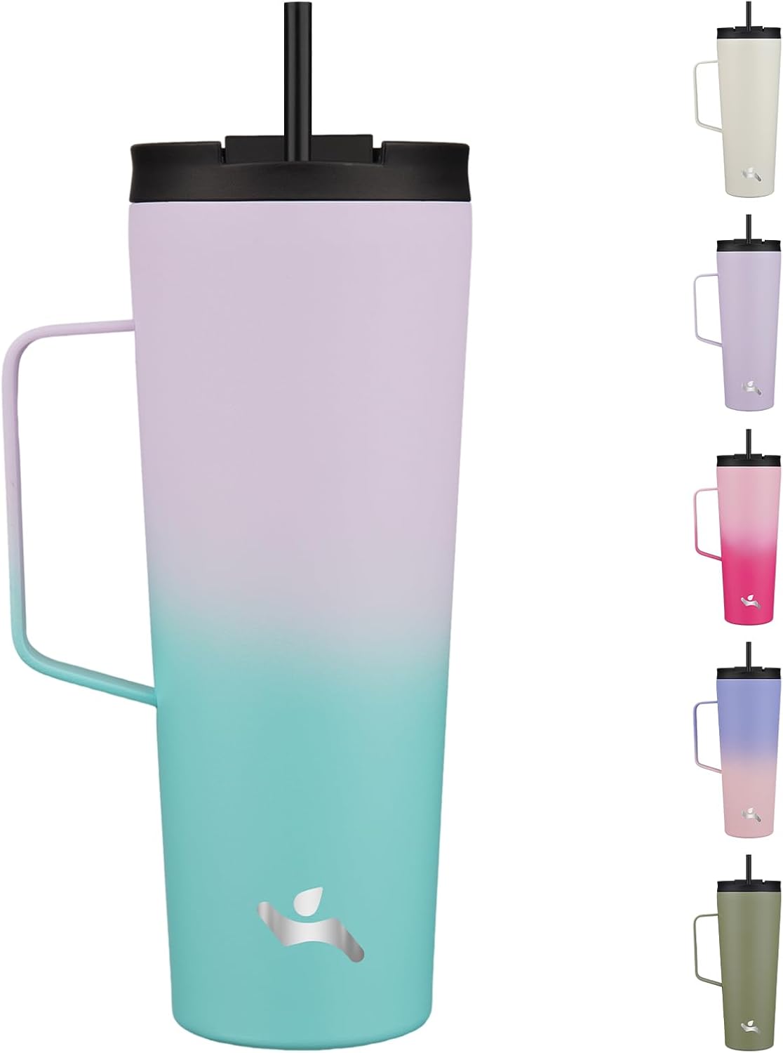 26 oz Insulated Tumbler with Handle & Straw, Stainless Steel Mug | Cherry; BPA-free, leak-proof reusable bottle for coffee, iced drinks, office, travel, outdoor use & daily hydration