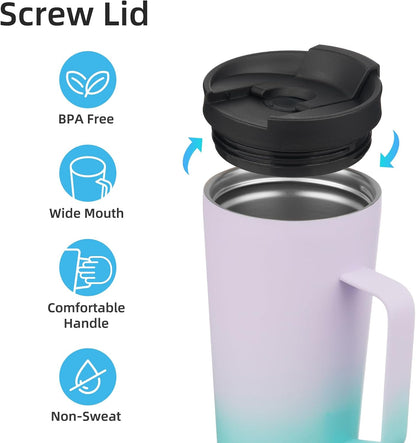 26 oz Insulated Tumbler with Handle & Straw, Stainless Steel Mug | Cherry; BPA-free, leak-proof reusable bottle for coffee, iced drinks, office, travel, outdoor use & daily hydration