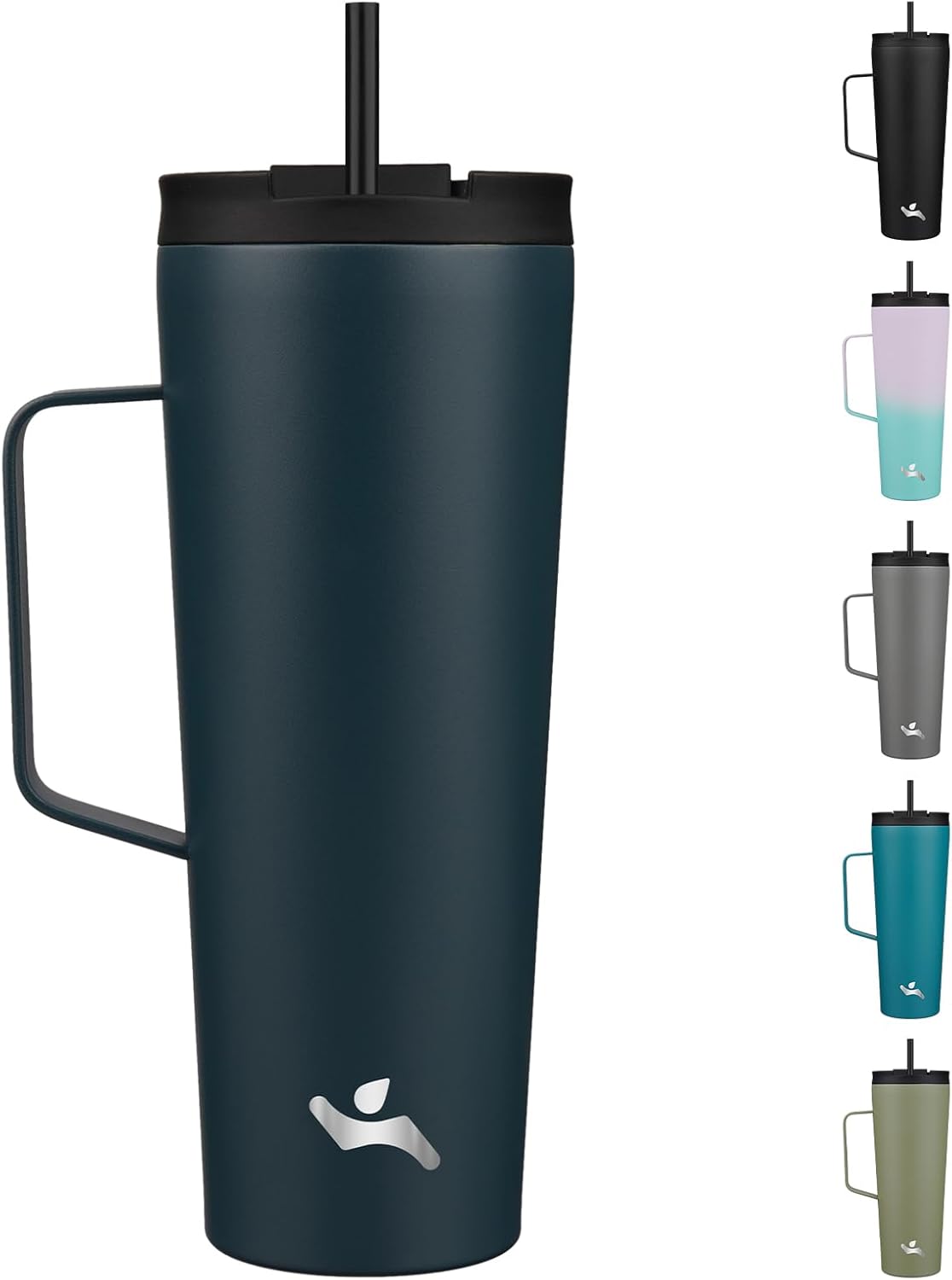 26 oz Insulated Tumbler with Handle & Straw, Stainless Steel Mug | Cherry; BPA-free, leak-proof reusable bottle for coffee, iced drinks, office, travel, outdoor use & daily hydration