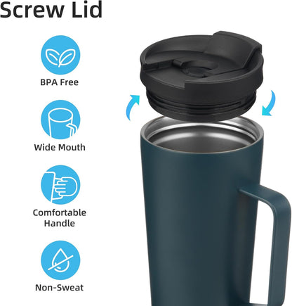 26 oz Insulated Tumbler with Handle & Straw, Stainless Steel Mug | Cherry; BPA-free, leak-proof reusable bottle for coffee, iced drinks, office, travel, outdoor use & daily hydration