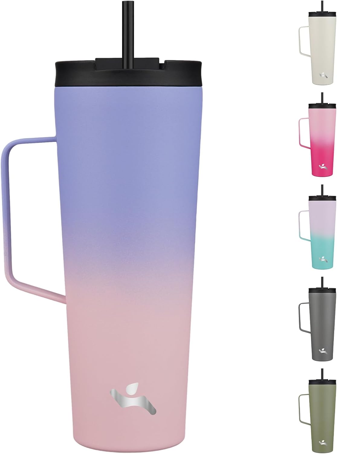 26 oz Insulated Tumbler with Handle & Straw, Stainless Steel Mug | Cherry; BPA-free, leak-proof reusable bottle for coffee, iced drinks, office, travel, outdoor use & daily hydration