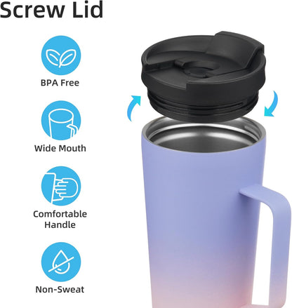 26 oz Insulated Tumbler with Handle & Straw, Stainless Steel Mug | Cherry; BPA-free, leak-proof reusable bottle for coffee, iced drinks, office, travel, outdoor use & daily hydration