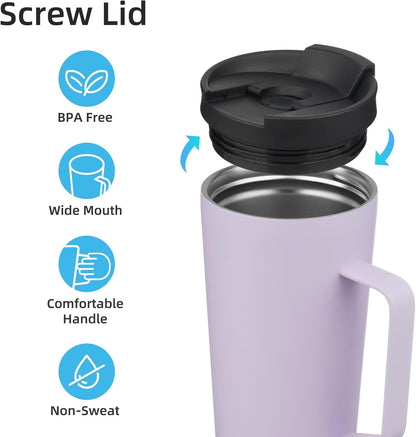 26 oz Insulated Tumbler with Handle & Straw, Stainless Steel Mug | Cherry; BPA-free, leak-proof reusable bottle for coffee, iced drinks, office, travel, outdoor use & daily hydration