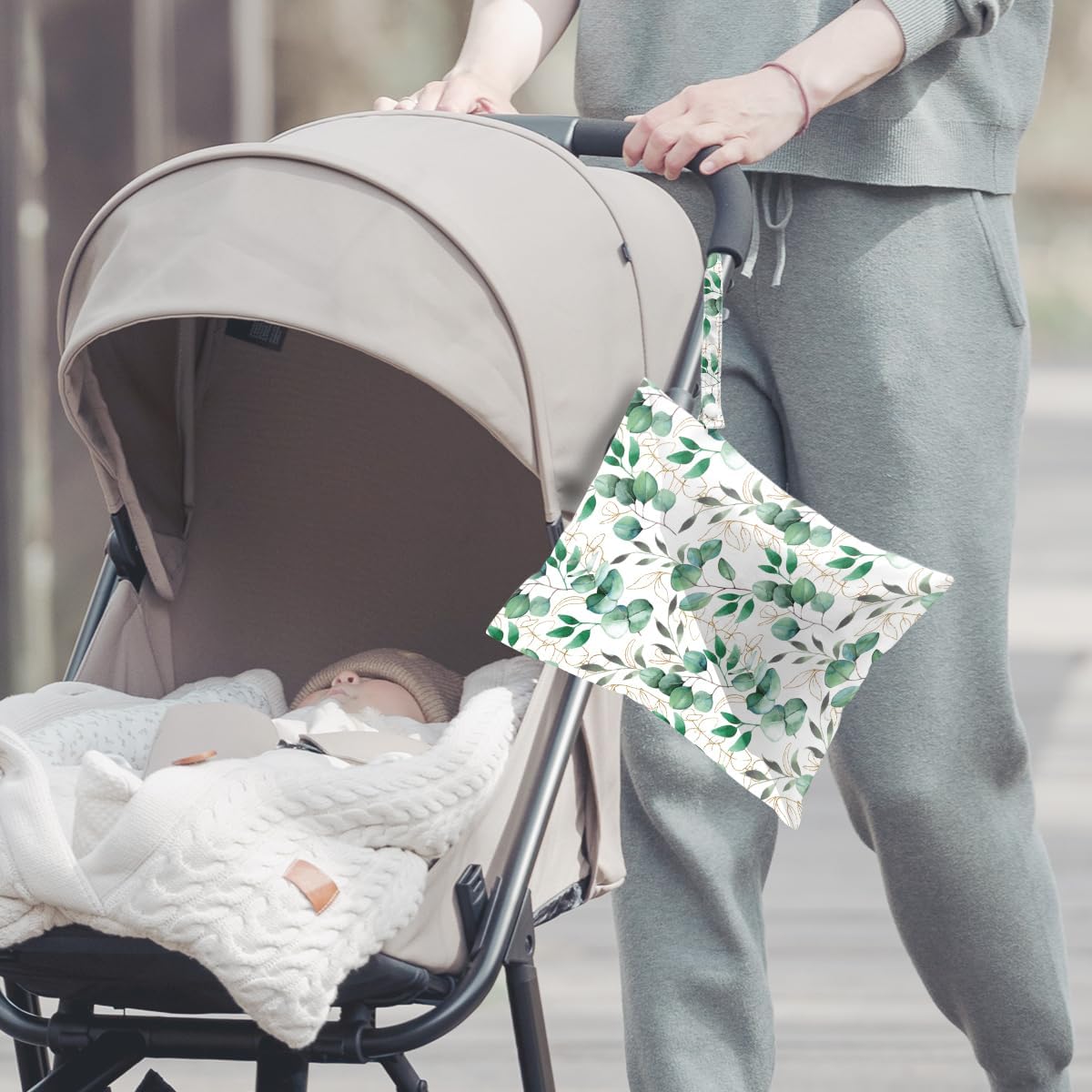 2Pcs Diaper Bag, Wet Dry Bag Reusable with Zipper, Travel, Beach, Pool, Diapers, Baby Clothes, Dirty Yoga Gym Clothes,Toiletry, Hook to Stroller, Waterproof Wetdry Packing, Dinosaur Decor (12x10 Inch)