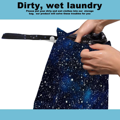 2Pcs Diaper Bag, Wet Dry Bag Reusable with Zipper, Travel, Beach, Pool, Diapers, Baby Clothes, Dirty Yoga Gym Clothes,Toiletry, Hook to Stroller, Waterproof Wetdry Packing, Dinosaur Decor (12x10 Inch)