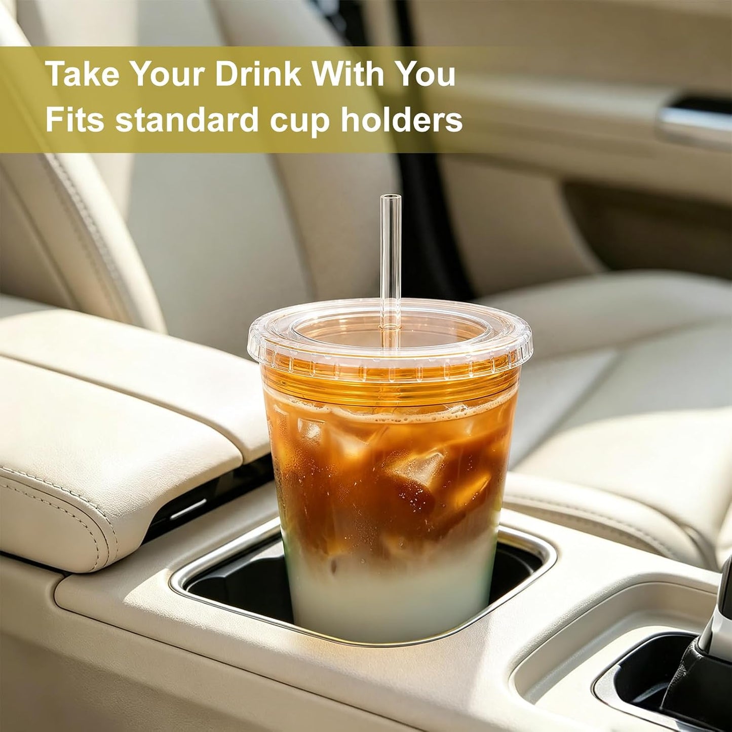 Tumbler with Lid and Straw 24 oz, double walled Iced Coffee Cup | Reusable, Ideal for Cold Drinks, Smoothie, Tea, Office Daily Use, Fit in Cupholder, BPA Free