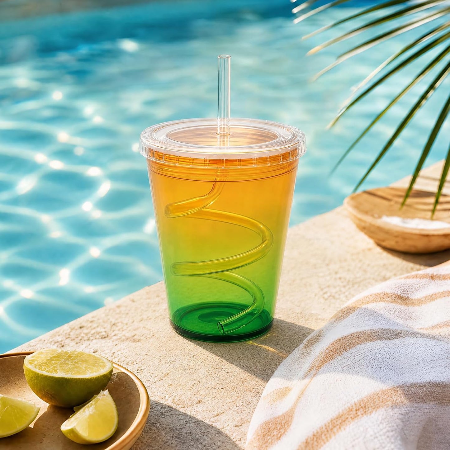 Tumbler with Lid and Straw 24 oz, double walled Iced Coffee Cup | Reusable, Ideal for Cold Drinks, Smoothie, Tea, Office Daily Use, Fit in Cupholder, BPA Free