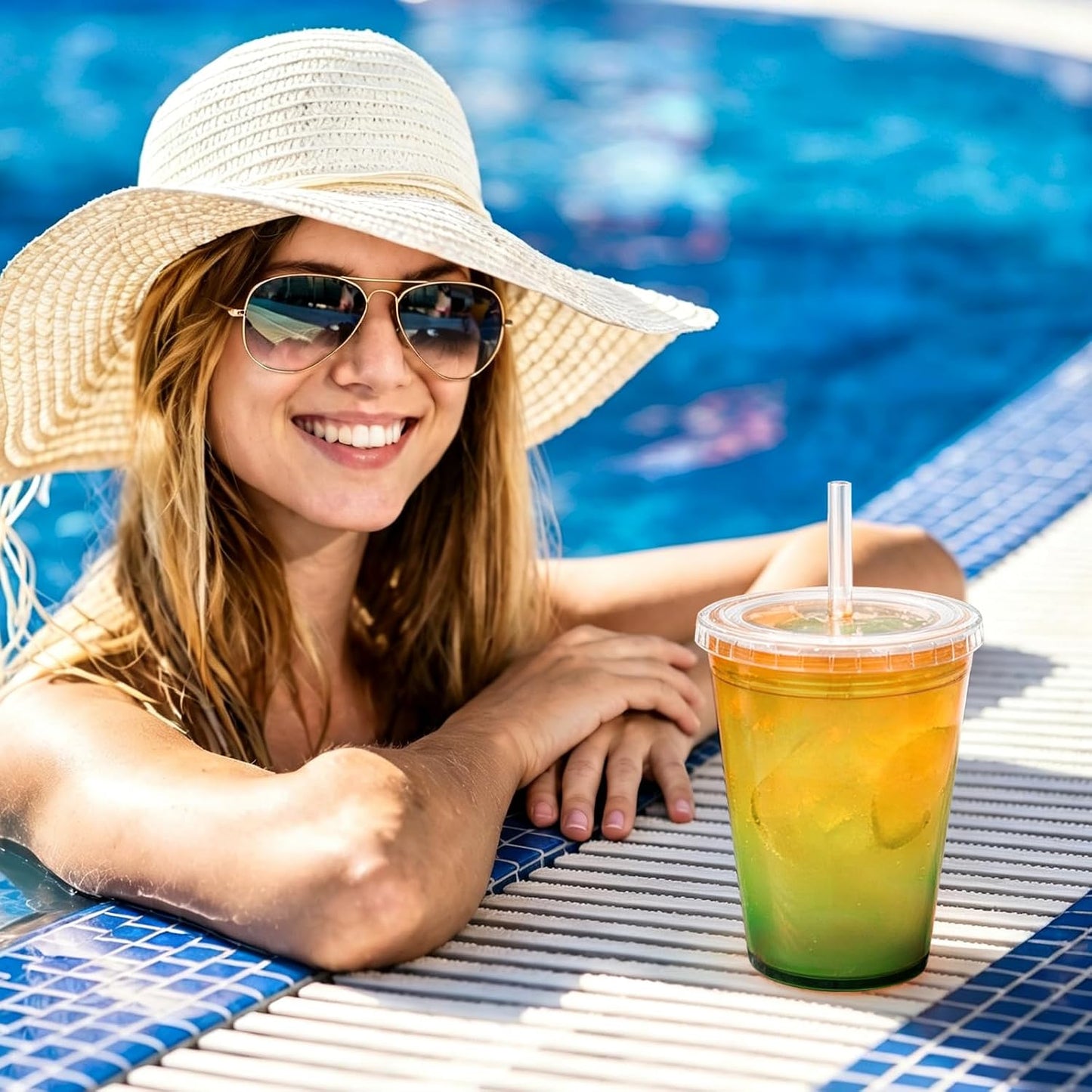Tumbler with Lid and Straw 24 oz, double walled Iced Coffee Cup | Reusable, Ideal for Cold Drinks, Smoothie, Tea, Office Daily Use, Fit in Cupholder, BPA Free