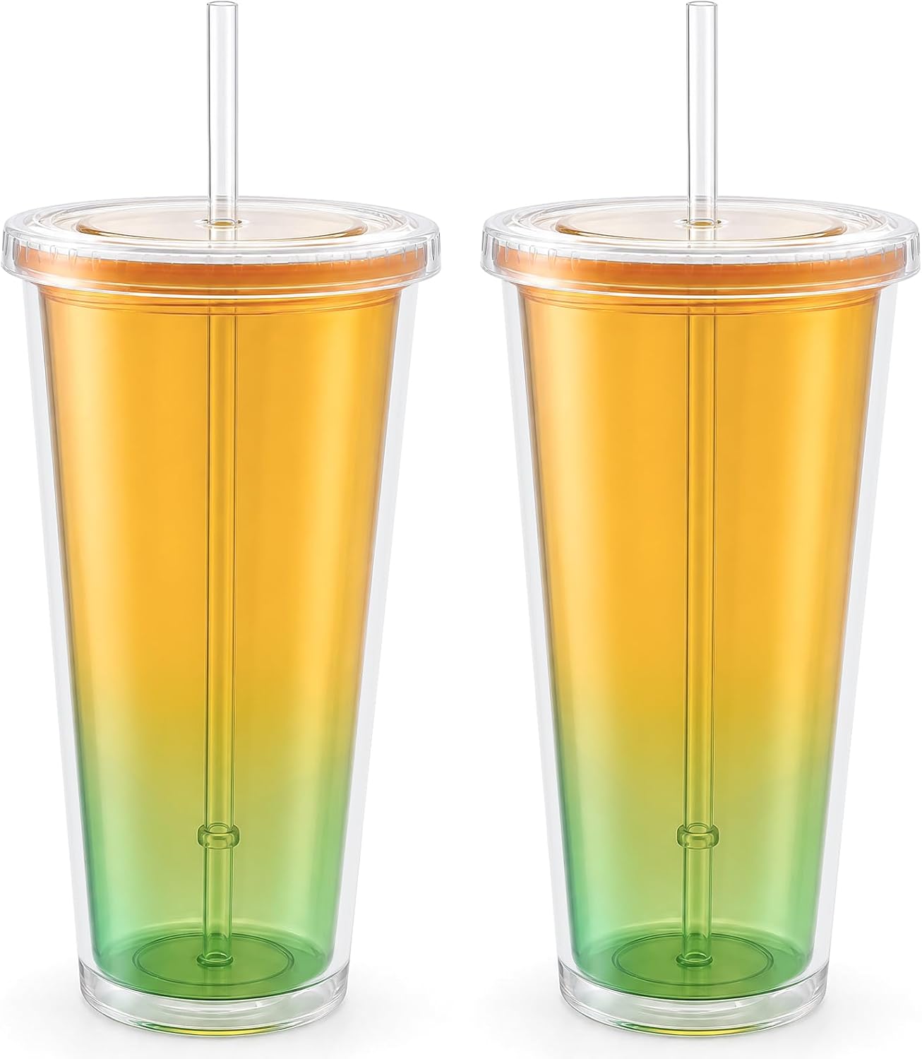 Tumbler with Lid and Straw 24 oz, double walled Iced Coffee Cup | Reusable, Ideal for Cold Drinks, Smoothie, Tea, Office Daily Use, Fit in Cupholder, BPA Free