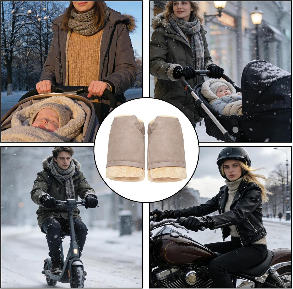 Stroller Muff Windproof Warm Fleece Liner Pram Accessories Gloves for Parents Caregivers Women Outdoor Walking Travel