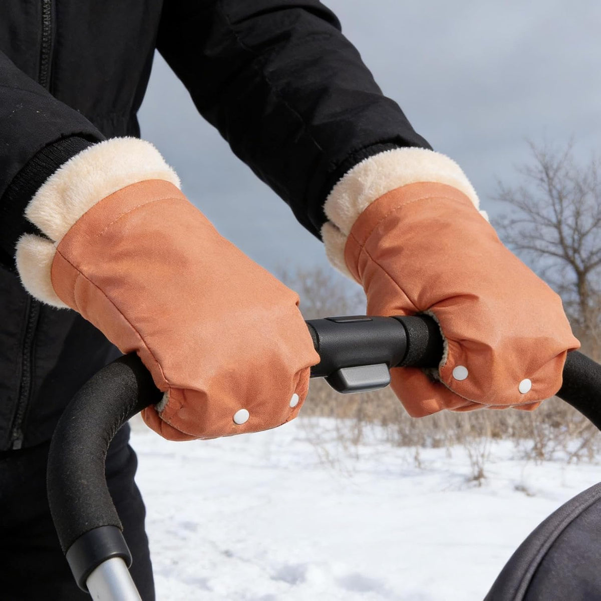 Stroller Muff Windproof Warm Fleece Liner Pram Accessories Gloves for Parents Caregivers Women Outdoor Walking Travel