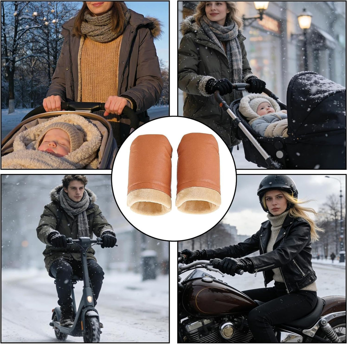 Stroller Muff Windproof Warm Fleece Liner Pram Accessories Gloves for Parents Caregivers Women Outdoor Walking Travel