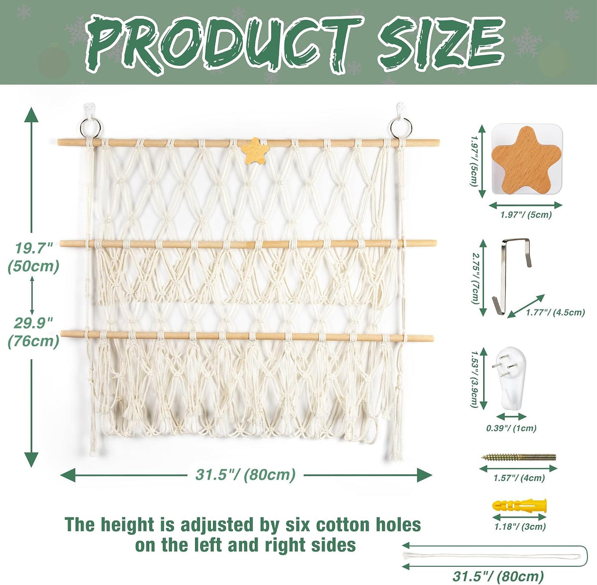 Stuffed Animal Net Hammock Wall Hanging Handmade Boho Macrame Toy Hammock Organizer Holder Display Hanging Plush Toy Net for Corner Wall Stuffed Animal Storage(29.9" H x 31.5" W)