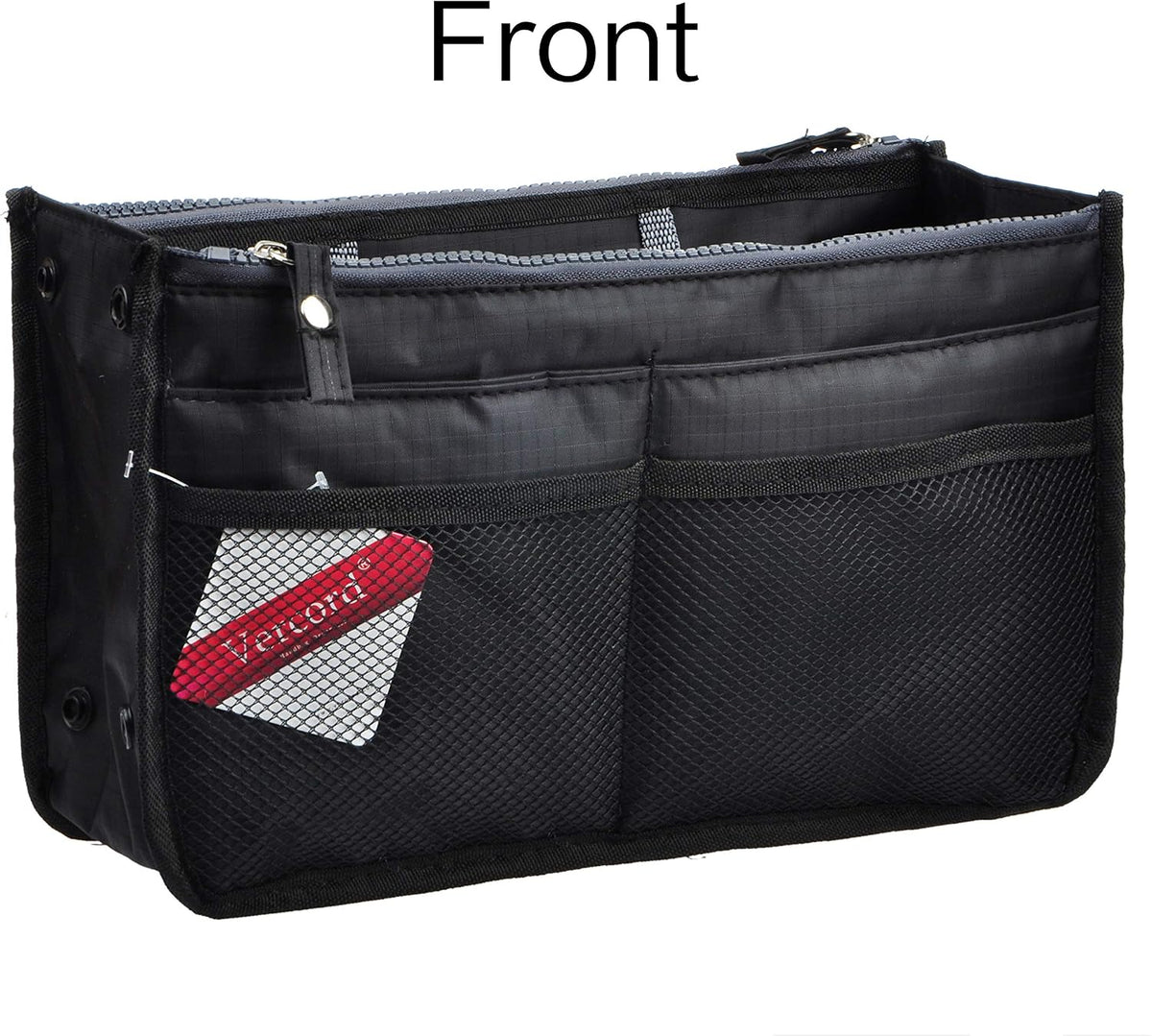 Updated Purse Handbag Organizer Insert Liner Bag in Bag 13 Pockets Beige Dot Small