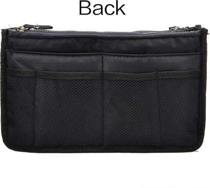 Updated Purse Handbag Organizer Insert Liner Bag in Bag 13 Pockets Beige Dot Small