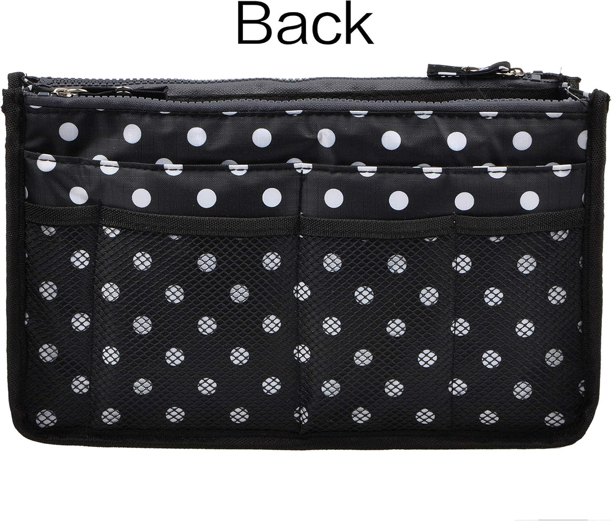 Updated Purse Handbag Organizer Insert Liner Bag in Bag 13 Pockets Beige Dot Small