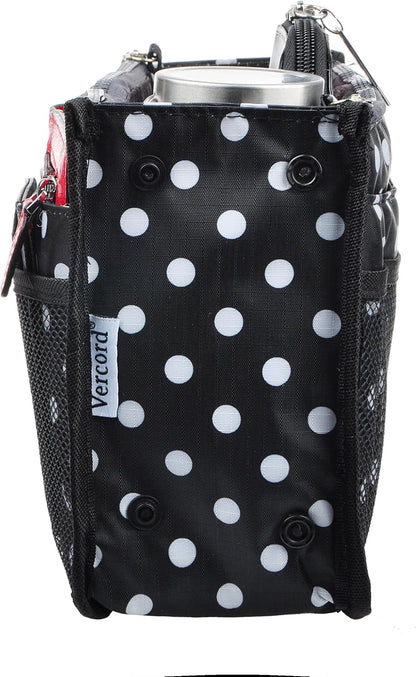 Updated Purse Handbag Organizer Insert Liner Bag in Bag 13 Pockets Beige Dot Small