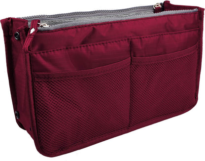 Updated Purse Handbag Organizer Insert Liner Bag in Bag 13 Pockets Beige Dot Small