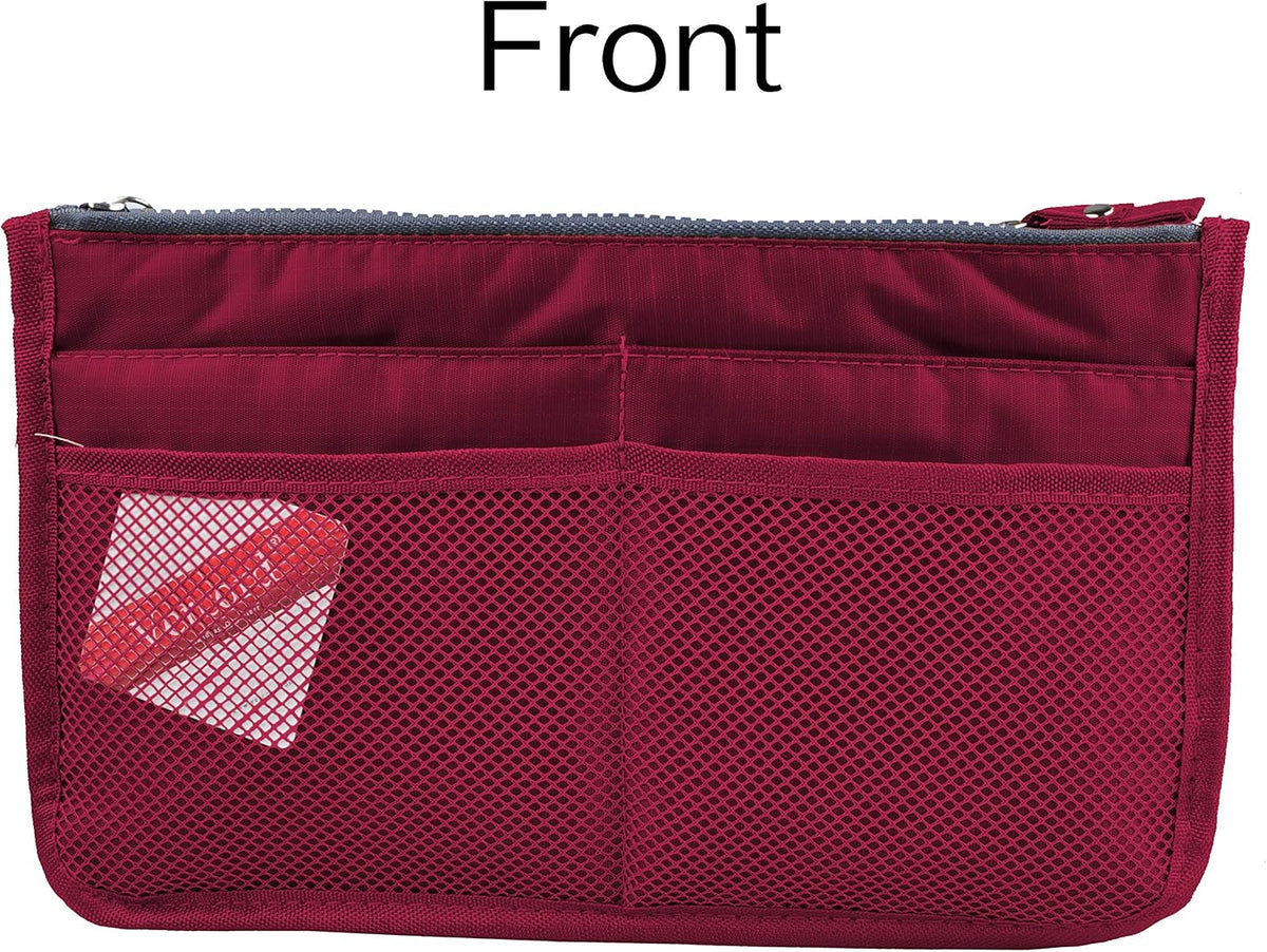 Updated Purse Handbag Organizer Insert Liner Bag in Bag 13 Pockets Beige Dot Small
