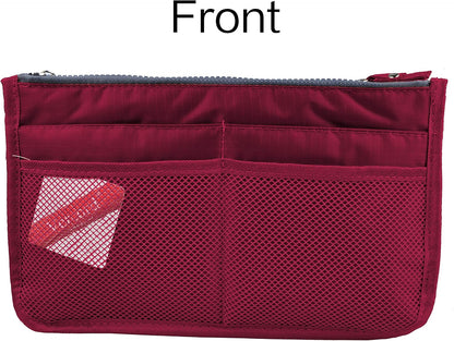 Updated Purse Handbag Organizer Insert Liner Bag in Bag 13 Pockets Beige Dot Small
