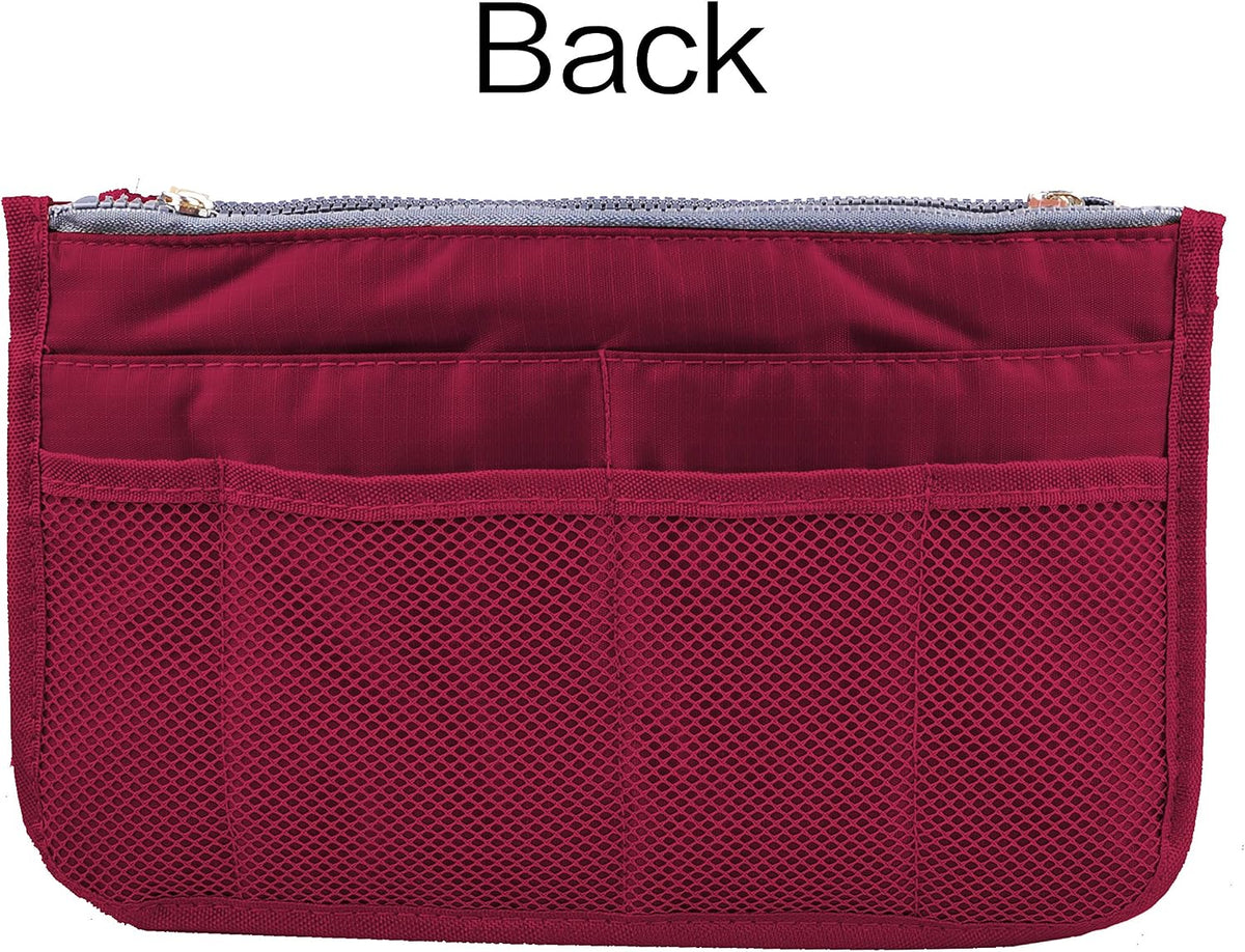 Updated Purse Handbag Organizer Insert Liner Bag in Bag 13 Pockets Beige Dot Small