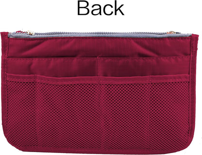 Updated Purse Handbag Organizer Insert Liner Bag in Bag 13 Pockets Beige Dot Small