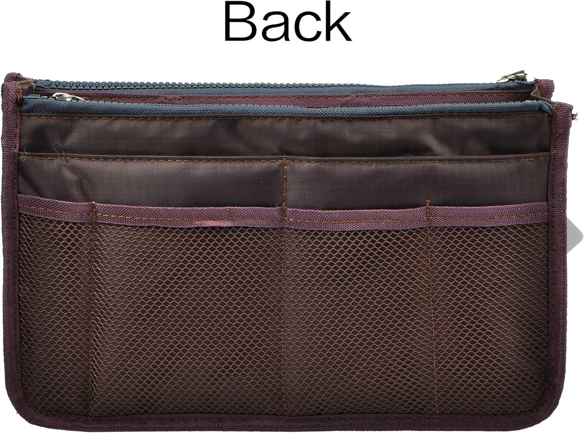 Updated Purse Handbag Organizer Insert Liner Bag in Bag 13 Pockets Beige Dot Small