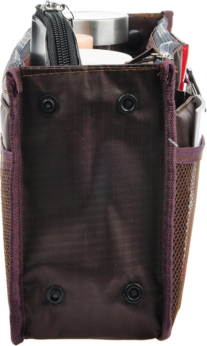 Updated Purse Handbag Organizer Insert Liner Bag in Bag 13 Pockets Beige Dot Small