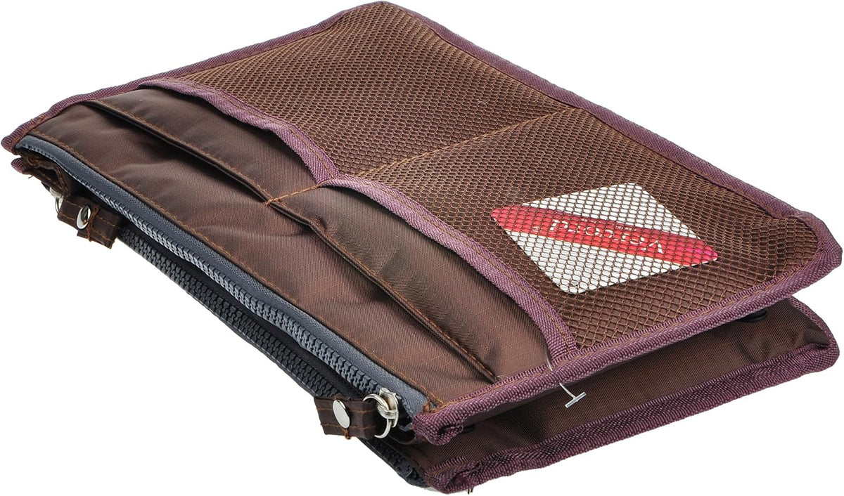Updated Purse Handbag Organizer Insert Liner Bag in Bag 13 Pockets Beige Dot Small