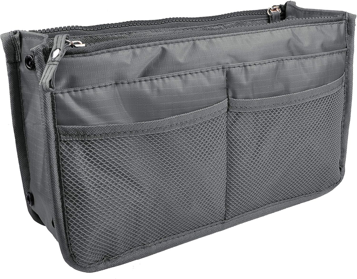 Updated Purse Handbag Organizer Insert Liner Bag in Bag 13 Pockets Beige Dot Small