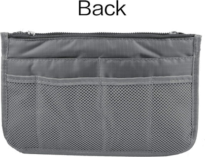 Updated Purse Handbag Organizer Insert Liner Bag in Bag 13 Pockets Beige Dot Small