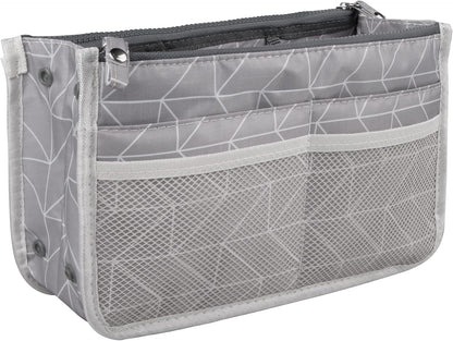 Updated Purse Handbag Organizer Insert Liner Bag in Bag 13 Pockets Beige Dot Small