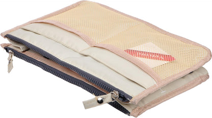 Updated Purse Handbag Organizer Insert Liner Bag in Bag 13 Pockets Beige Dot Small