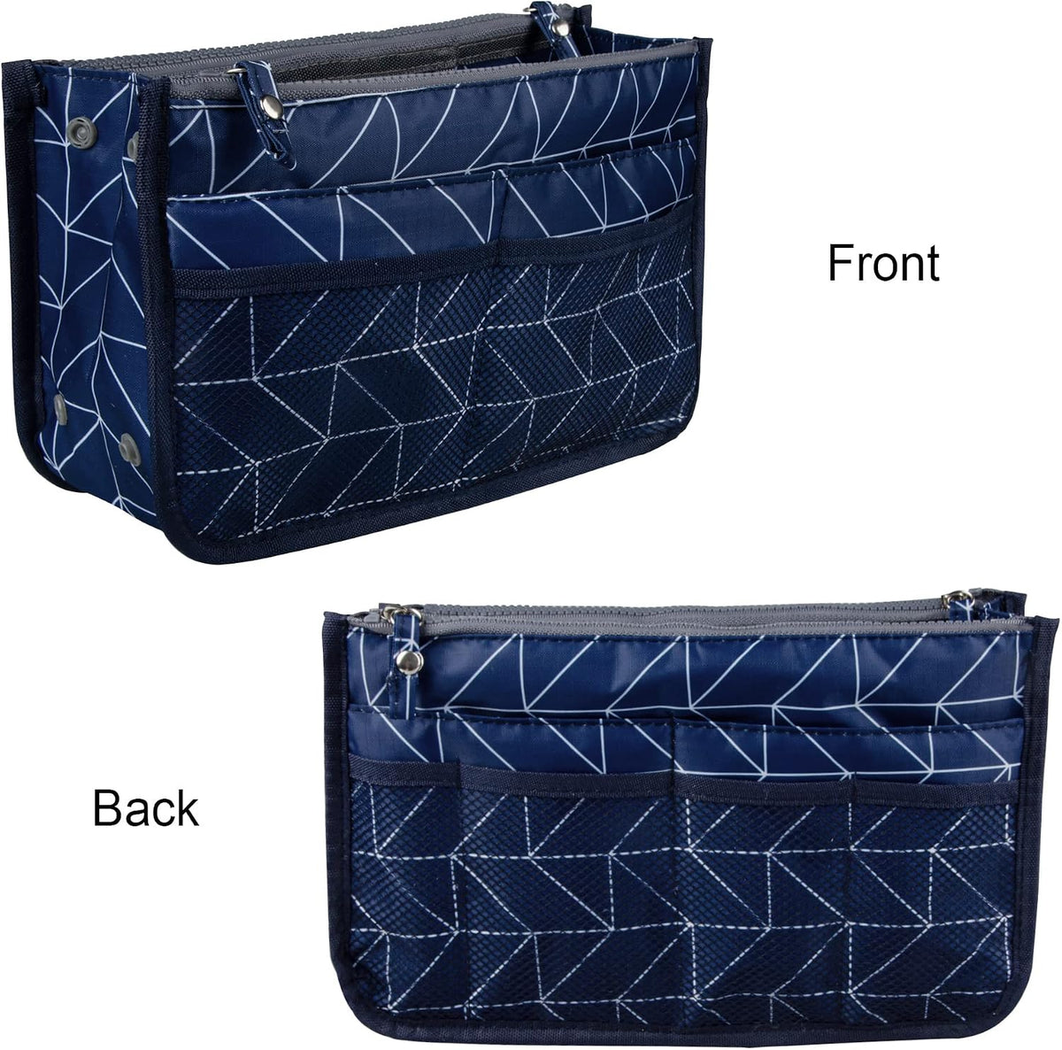Updated Purse Handbag Organizer Insert Liner Bag in Bag 13 Pockets Beige Dot Small