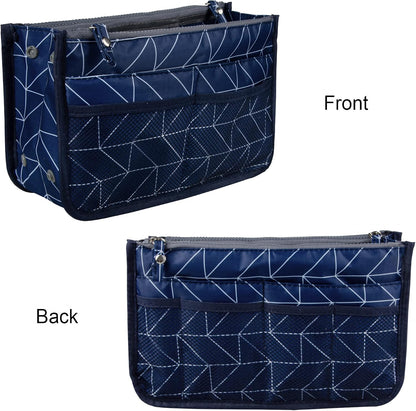 Updated Purse Handbag Organizer Insert Liner Bag in Bag 13 Pockets Beige Dot Small
