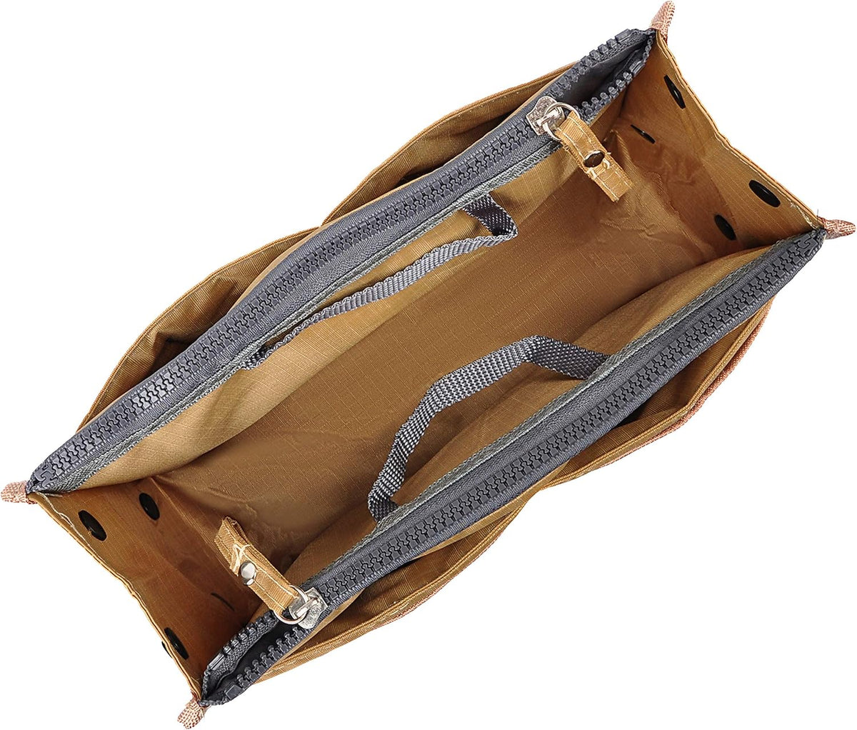 Updated Purse Handbag Organizer Insert Liner Bag in Bag 13 Pockets Beige Dot Small